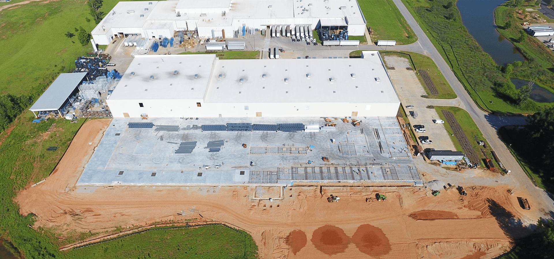 Aerial view of a warehouse