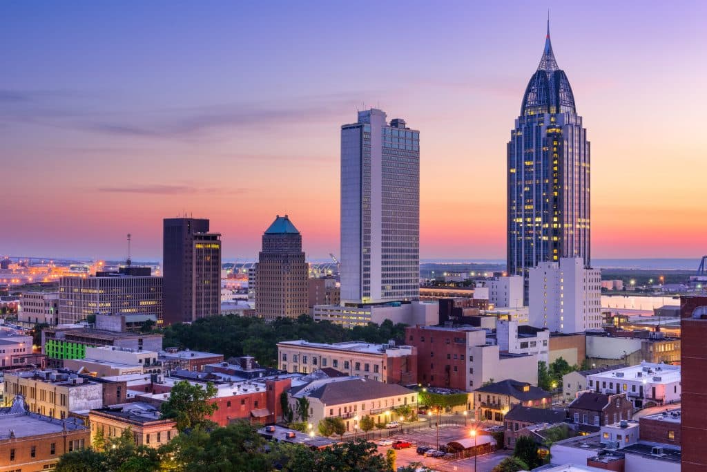 Mobile, Alabama, USA downtown skyline.